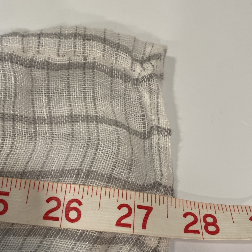 Eileen Fisher White Linen Popover Tunic with Gray Stripes and  3/4 Sleeves - Picture 11 of 11